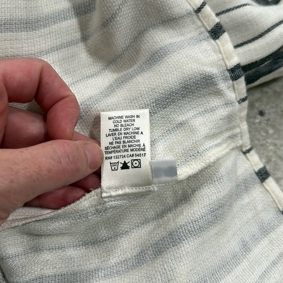 Cloth & Stone Ivory Gray Anthropologie Striped Cold Shoulder Tunic Dress Large - Picture 7 of 8